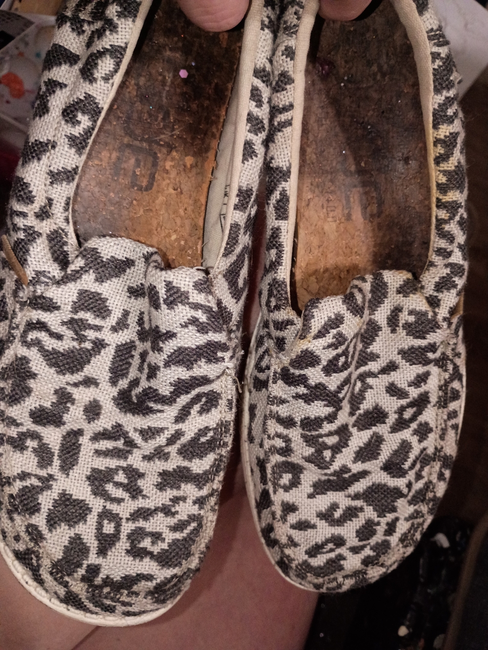Hey Dude Leopard-Pattern Slip-On Flats in Black and Cream